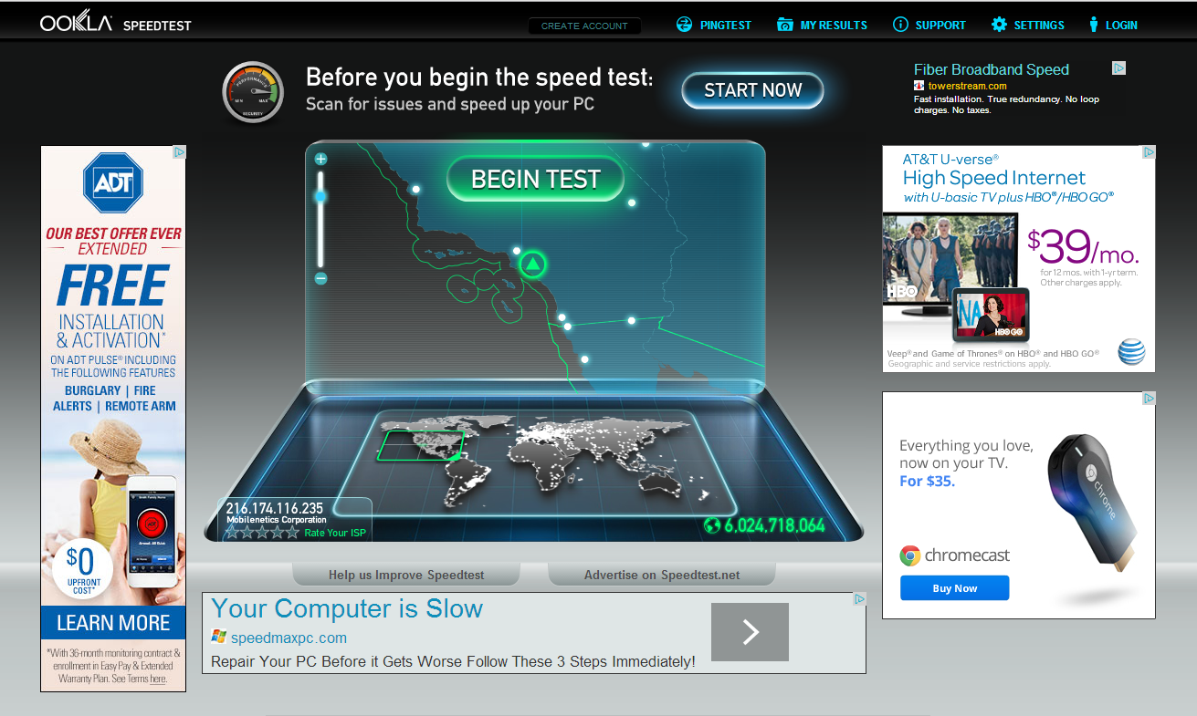 wow speedtest results